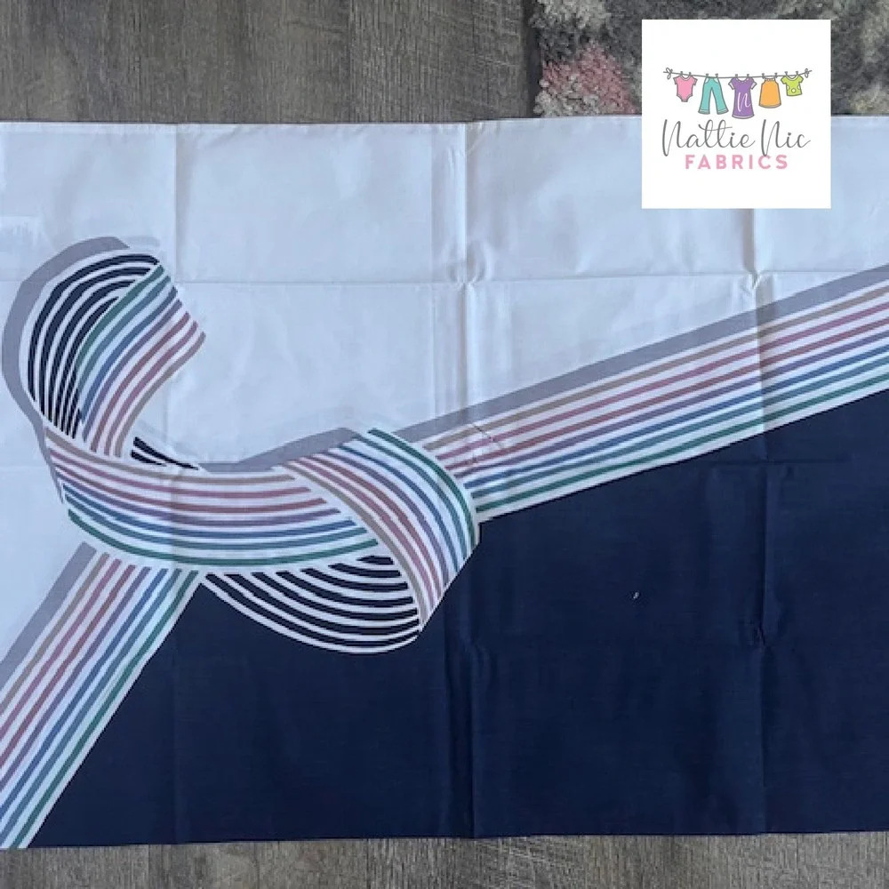 2 Vintage Standard Size pillowcases, New York Ribbon‎ Stripe, Wamsutta, navy